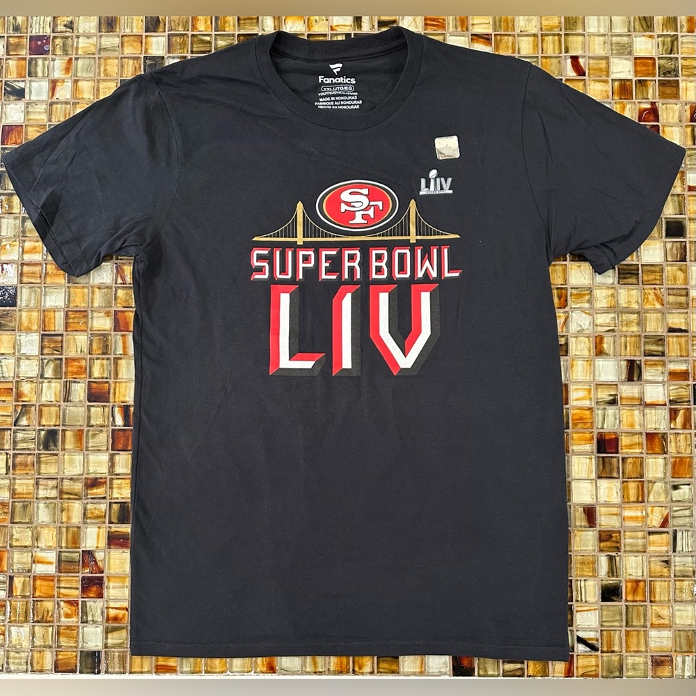 New San Francisco 49ers Fanatics Boy’s Super Bowl Black SS T-Shirt~Youth